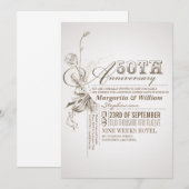 invitations pour le 50e anniversaire avec une bell (Devant / Derrière)
