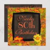 INVITATIONS POUR LE 80e ANNIVERSAIRE D'AUTOMNE (Devant / Derrière)