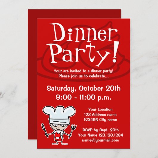 Invitations pour le dîner (Devant / Derrière)