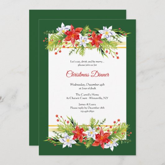 Invitations pour le dîner de Noël (Devant / Derrière)