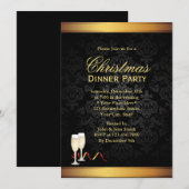 Invitations pour le dîner de Noël Gold & Black (Devant / Derrière)
