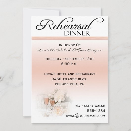 Invitations pour le dîner de répétition (Devant)