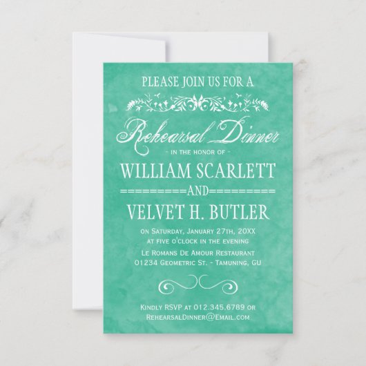 Invitations pour le dîner de répétition d'aquarell (Devant)