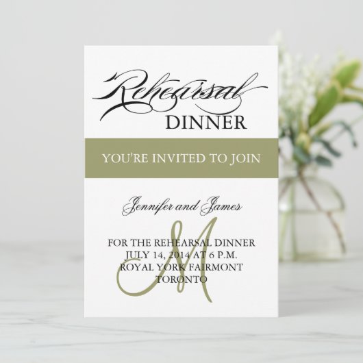 Invitations pour le dîner de répétition Monogramme (Debout devant)