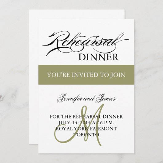 Invitations pour le dîner de répétition Monogramme (Devant / Derrière)