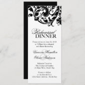 Invitations pour le dîner de répétition noir et bl (Devant / Derrière)