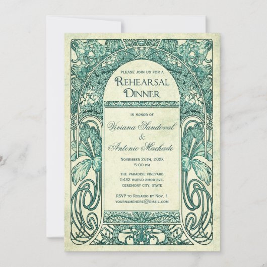 Invitations pour le dîner de répétition Vintage Tu (Devant)