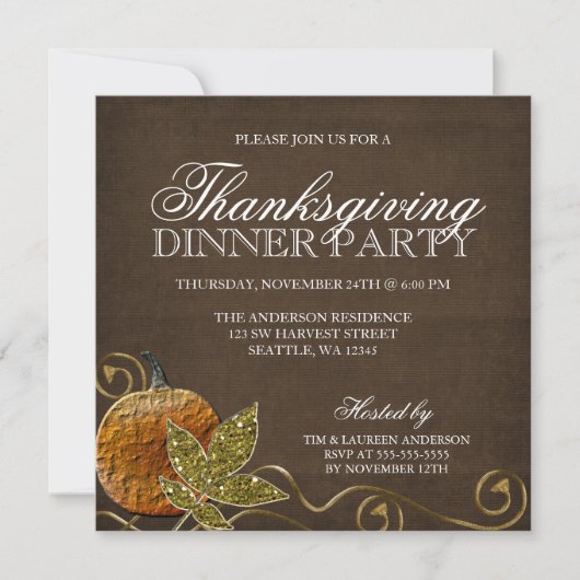 Invitations pour le dîner de Thanksgiving (Devant)