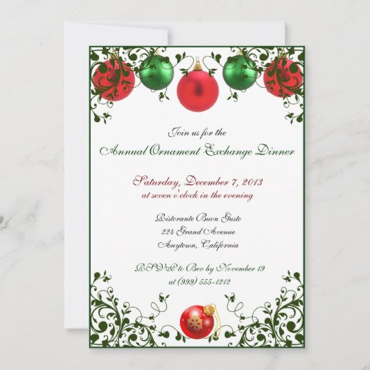 Invitations pour le dîner d'échange de Noël (Devant)