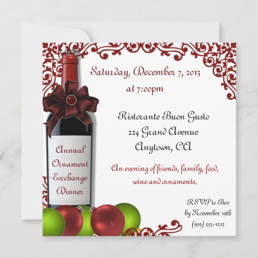 Invitations pour le dîner d'échange de Noël (Devant)