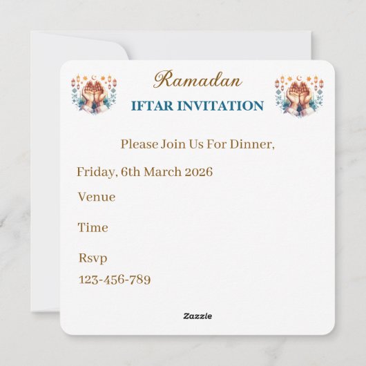 Invitations pour le dîner Iftar (Dos)