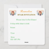 Invitations pour le dîner Iftar (Dos)
