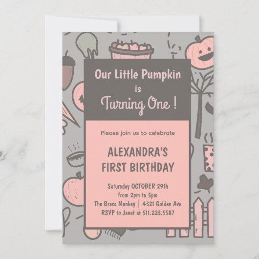 Invitations pour le premier anniversaire de notre  (Devant)