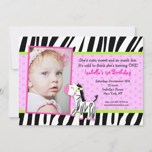 Invitations pour le Zebra Safari Zoo Jungle (Devant)