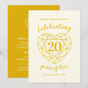 Invitations pour les 20 ans de mariage diamant dor
