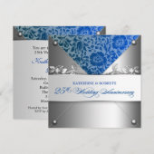 invitations pour les 25 ans de mariage en argent (Devant / Derrière)