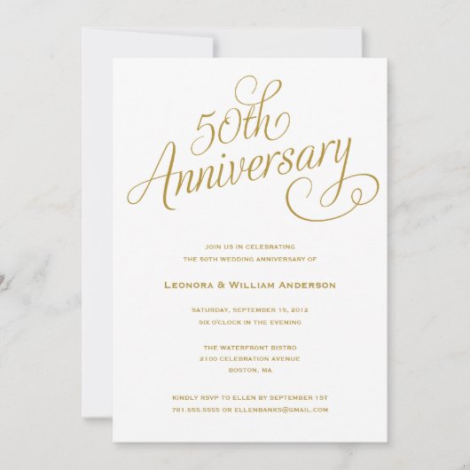INVITATIONS POUR LES 50 ANS DE MARIAGE (Devant)