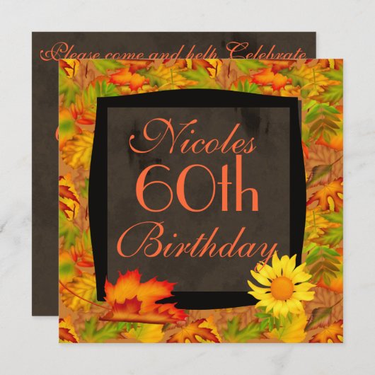 INVITATIONS POUR LES 60 ANS (Devant / Derrière)