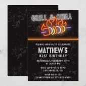 Invitations pour les 81 ans Neon Black Bbq Grill a (Devant / Derrière)