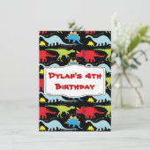 Invitations pour les enfants Dinosaur fête d'anniv (Debout devant)