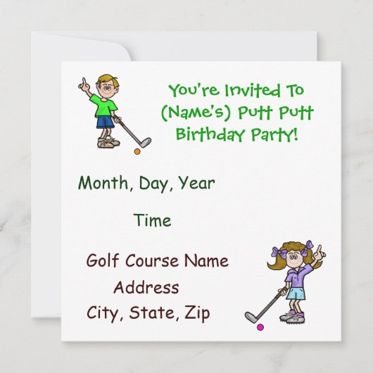 Invitations pour les fêtes d'anniversaire du Fun P (Devant)