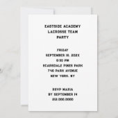 Invitations pour l'événement de l'équipe de crosse (Dos)