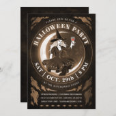 Invitations pour l'Halloween sorcière et lune | Am (Devant / Derrière)