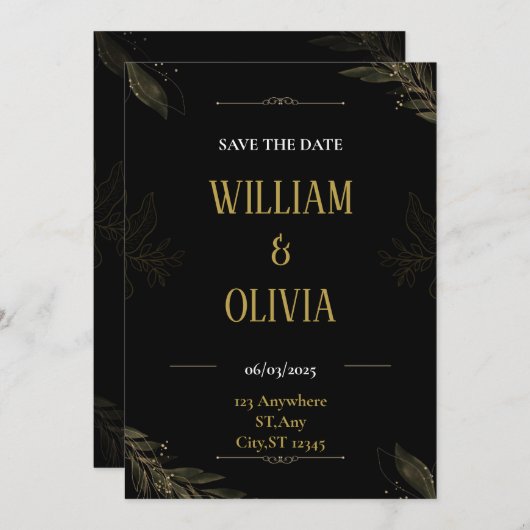 Invitations pour mariages. (Devant / Derrière)