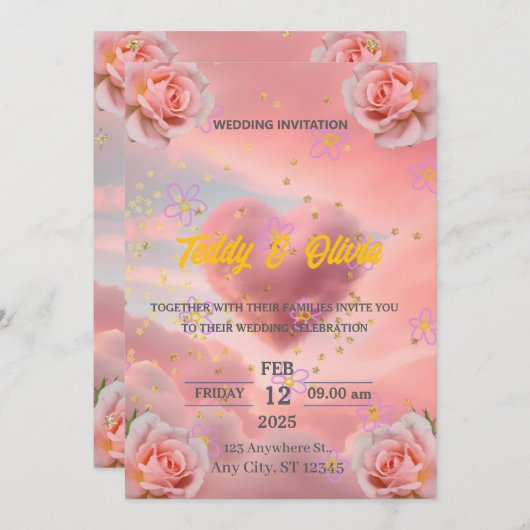 Invitations pour mariages (Devant / Derrière)