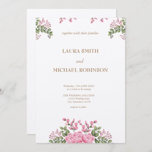 Invitations pour mariages (Devant / Derrière)