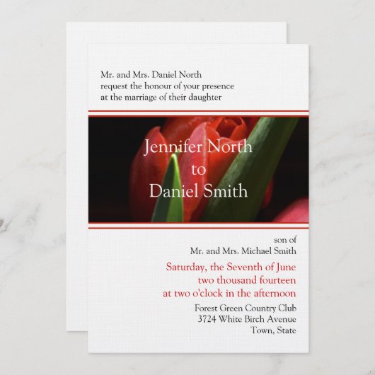 Invitations Pour Mariages (Devant / Derrière)