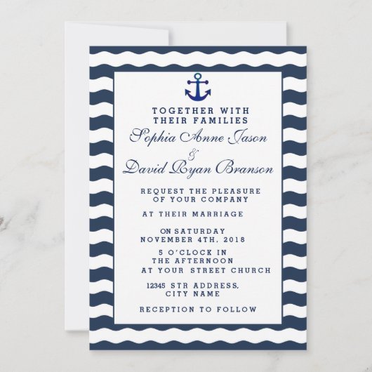 Invitations pour mariages | Ancre des vagues de la (Devant)