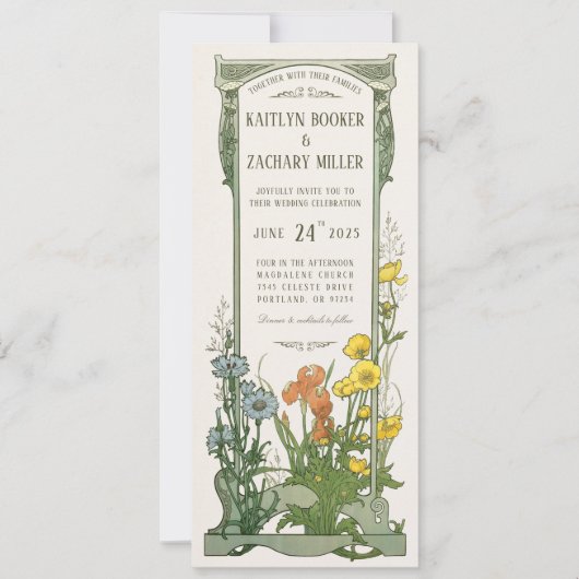 Invitations pour mariages | Art Nouveau Floral (Devant)