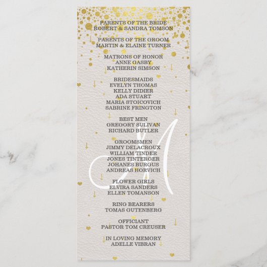 Invitations pour mariages | Gold Confetti Programm (Dos)