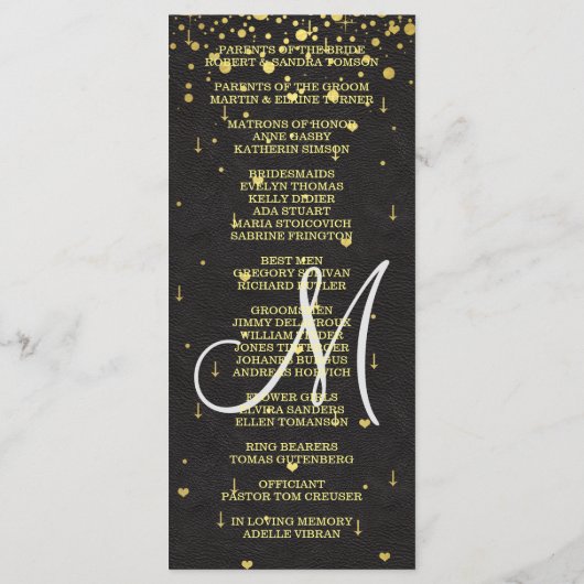 Invitations pour mariages | Gold Confetti Programm (Dos)