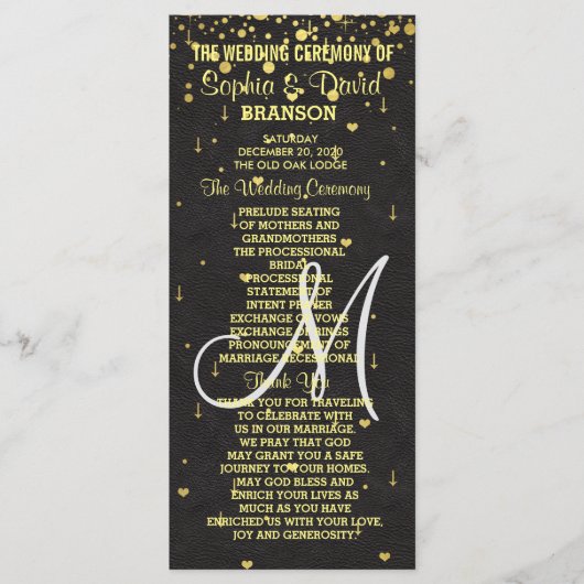 Invitations pour mariages | Gold Confetti Programm (Devant)