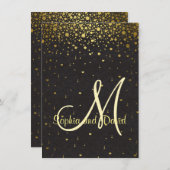 Invitations pour mariages | Gold Glam Confetti Inv (Devant / Derrière)