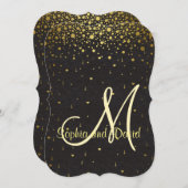 Invitations pour mariages | Gold Glam Confetti RSV (Devant / Derrière)