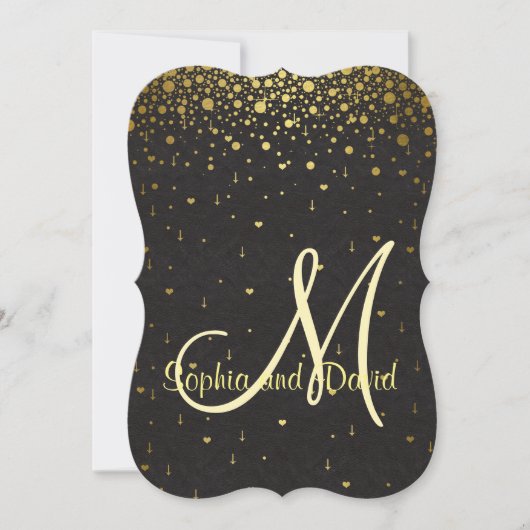 Invitations pour mariages | Gold Glam Confetti RSV (Devant)