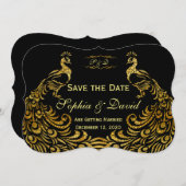 Invitations pour mariages | Gold Peacock ENREGISTR (Devant / Derrière)