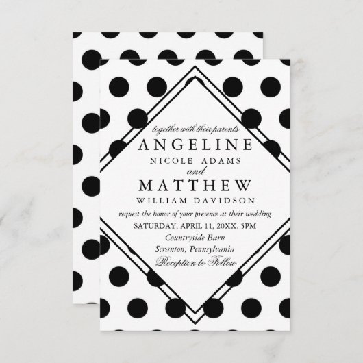 Invitations pour mariages| Point Polka classique n (Devant / Derrière)