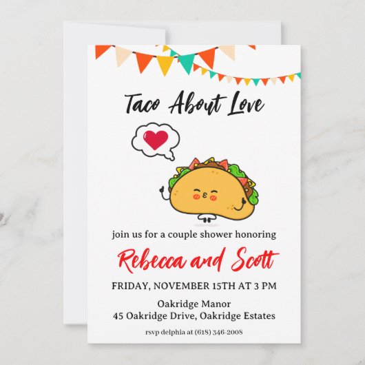 invitations pour parler d'amour tacos (Devant)