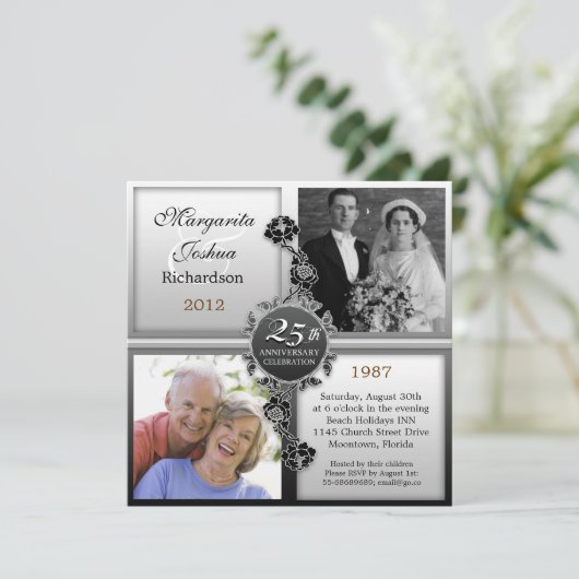 invitations pour photos de 25 ans de mariage argen (Debout devant)