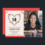 Invitations pour son 14e anniversaire de coeur flo<br><div class="desc">Invitations pour ses 14e anniversaire Flowers Heart moderne</div>