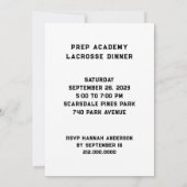 Invitations pour sports de crosse (Dos)
