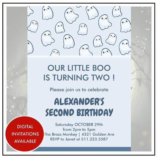 invitations pour un 2ème anniversaire Halloween de