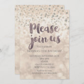 Invitations pour une fête avec confettis Glam Spar (Devant / Derrière)