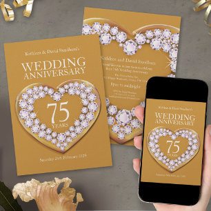 invitations pour une fête de 75 ans de mariage en