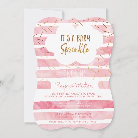 Invitations pour une petite fille rose (Devant)