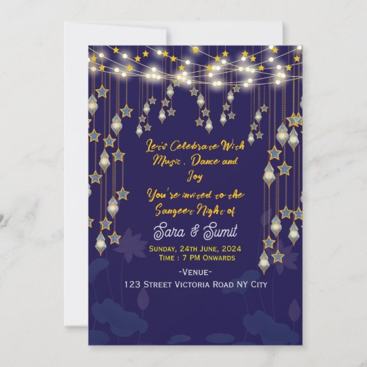Invitations pour une soirée de Sangeet numérique (Devant)